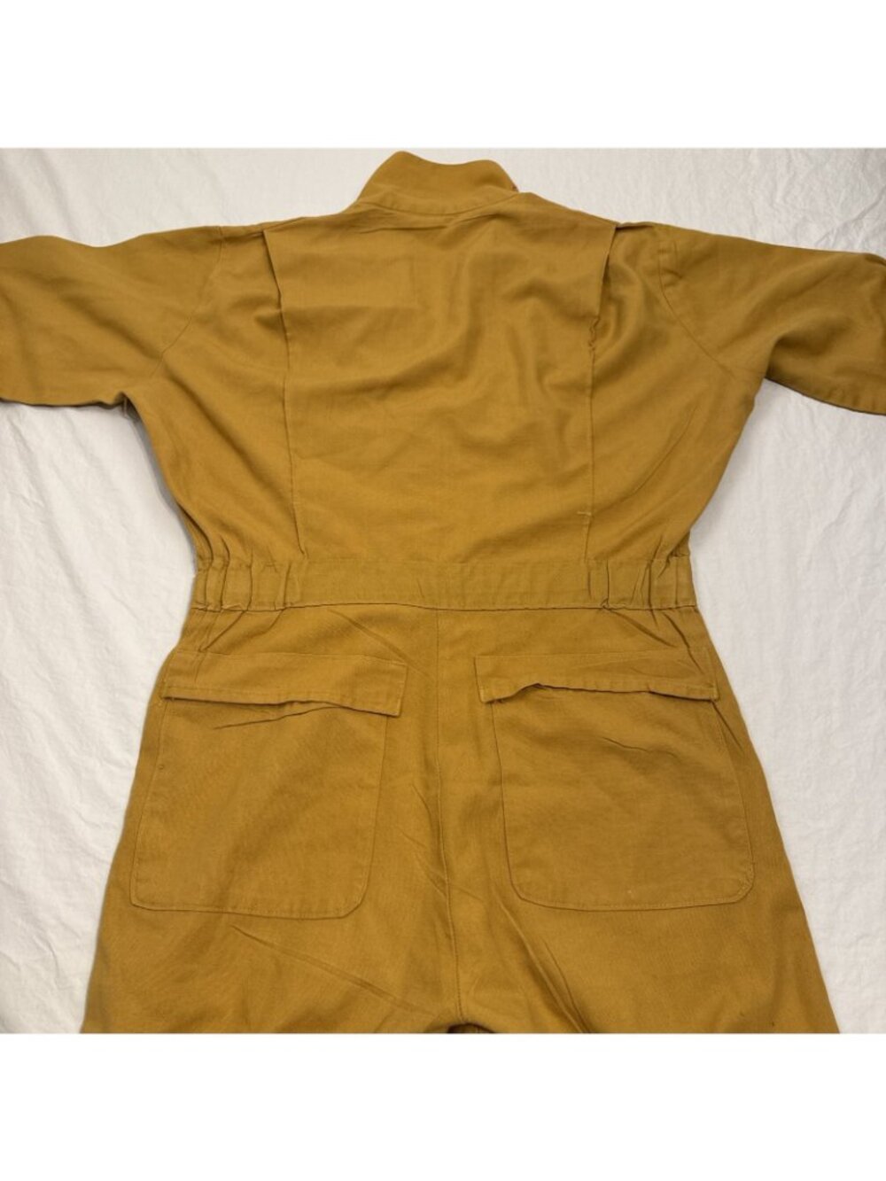 Vtg USA Women’s Mustard  Yellow Cotton Twill Artist Gardener  Jumpsuit W32" L29" - Picture 7 of 9